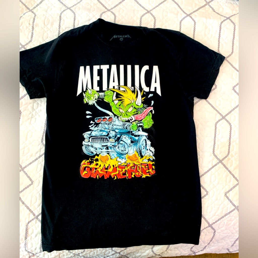 Metallica Gimme Fuel Drag Racer TShirt  Black